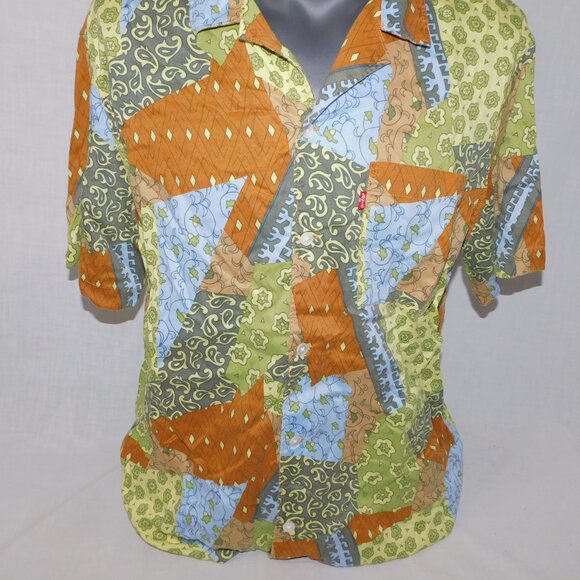 Levi's Sunset Camp Bandana Collage Mens L Button Front Shirt Patchwork - Picture 5 of 10